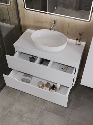 Тумба с раковиной Orange Line Li-100TuwMDF+B05-520W 100х50 - фото 4