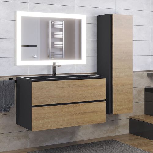 Тумба с раковиной Uperwood Barsa 298301044 90х50 цвет коричневый/черный - фото 2