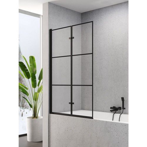 Душевая шторка на ванну New Trendy SUPERIA Black P-0054 100х150 стекло прозрачное профиль черный ориентация левая - фото 2