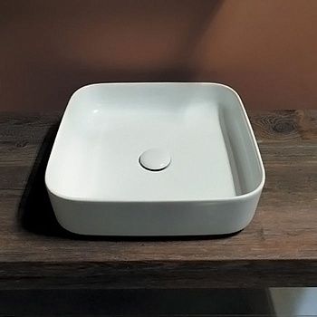 Раковина из сантехнического фарфора Kerasan Tribeca 460101 40х40 накладная цвет белый без отверстий под смеситель