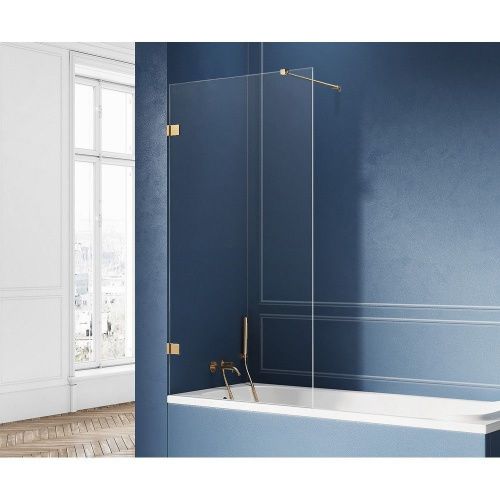 Душевая шторка на ванну New Trendy AVEXA GOLD BRUSHED EXK-2007-WP 80х150 стекло прозрачное профиль золото ориентация универсальная - фото 2