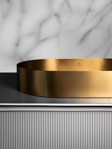 Раковина из нержавеющей стали AltroBagno Eterno AltroBagnoEterno001025OrSp 60х40 накладная цвет золото - фото 5