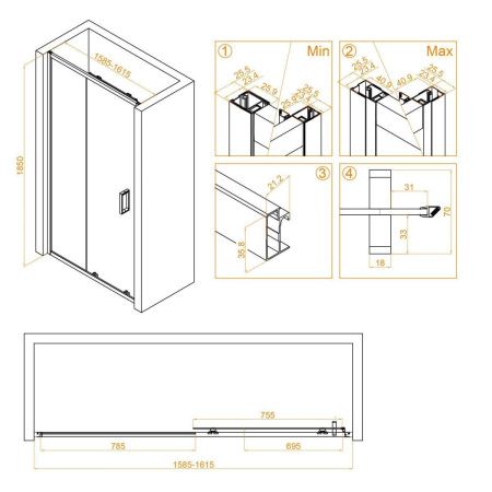 Душевая дверь RGW Classic 32091416-14 160х185 стекло прозрачное профиль черный
