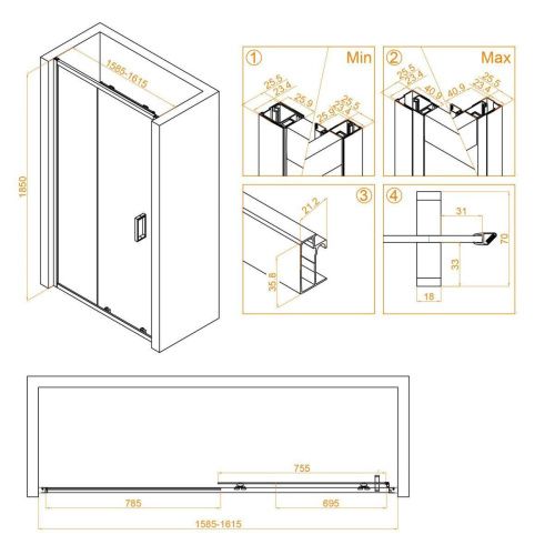 Душевая дверь RGW Classic 32091416-11 160х185 стекло прозрачное профиль хром - фото 3