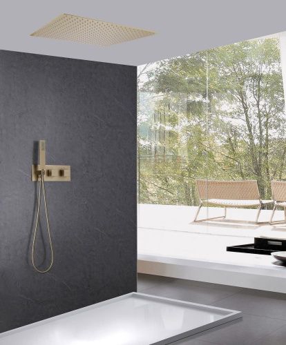 Душевая система Abber AF8255G встраиваемая в стену цвет золото с термостатом - фото 2