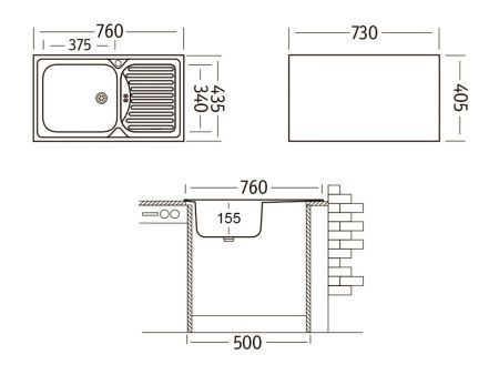 Кухонная мойка Ukinox Классика CLM760.435 --W6K 2L 75х45 цвет нержавеющая сталь поверхность матовая