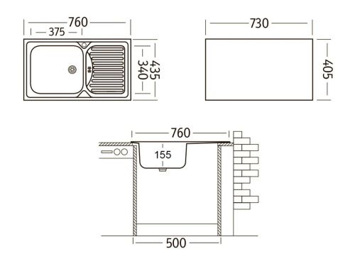 Кухонная мойка Ukinox Классика CLM760.435 --W6K 2L 75х45 цвет нержавеющая сталь поверхность матовая - фото 3