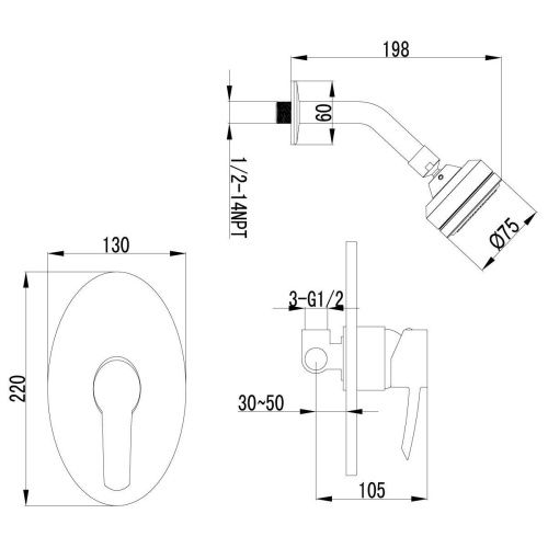 Смеситель для душа LeMark Atlantiss LM3220C встраиваемый в стену хром - фото 2