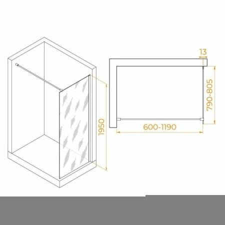 Душевая перегородка RGW Walk In 351001008-21 80х195 стекло матовое профиль хром