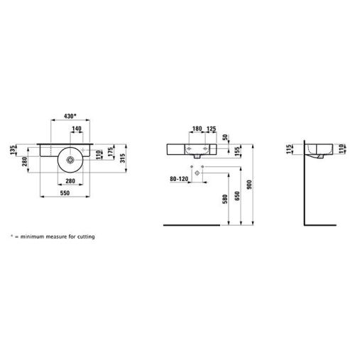 Раковина керамическая Laufen VAL 8.1528.4.000.106.1 60 см подвесная цвет белый 1 отверстие под смеситель - фото 2
