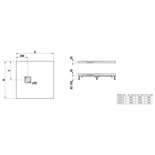 Душевой поддон из искусственного камня Laufen Solutions 2.1644.1.000.000.1 100х100 белый без ножек - фото 2