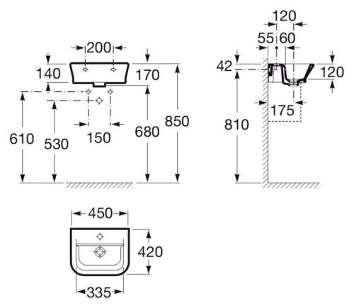 Раковина из сантехнического фарфора Roca The Gap 7327477000 50х40 накладная цвет белый - фото 3