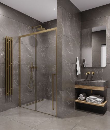 Душевая дверь Timo T53R 130х200 стекло прозрачное профиль золото - фото 2