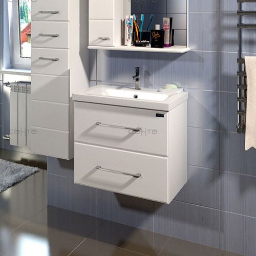 Тумба под раковину СанТа Омега 207035 50х40 подвесная цвет белый - фото 3