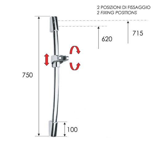 Душевая штанга Remer 313E цвет хром - фото 2