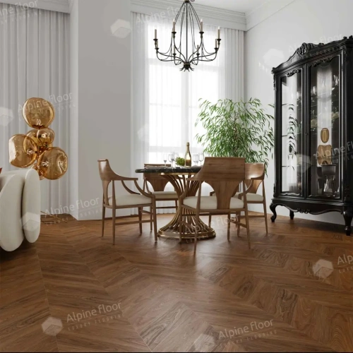 SPC ламинат Alpine Floor Chervon Alpine ECO 18-22 MC Орех Нойер Chevron толщина 0.5 см 43 класс 600х127 - фото 2