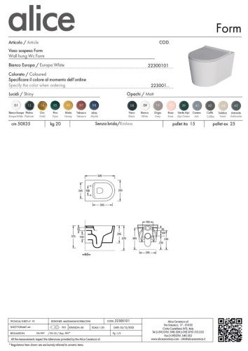 Чаша унитаза подвесная Alice Form 22300101 цвет белый без сиденья безободковая - фото 4