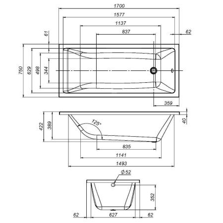Каркас для ванны Am.Pm Gem W93A-170-075W-R