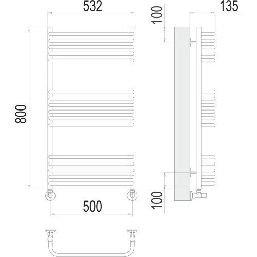 Полотенцесушитель водяной Terminus 4670078529794 55х80 хром - фото 3