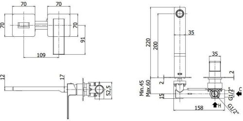 Смеситель для раковины Paffoni Elle EL105NO70 встраиваемый в стену черный - фото 2