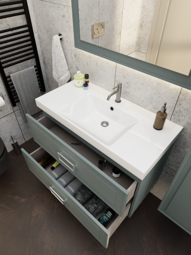 Тумба с раковиной La Fenice Cubo TWIN NFNC-01-CUB-G-100-2-2-100 100х50 подвесная цвет серый - фото 5