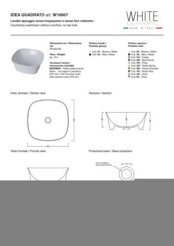 Раковина керамическая White Ceramic Idea W1000705 40х40 накладная цвет черный - фото 2