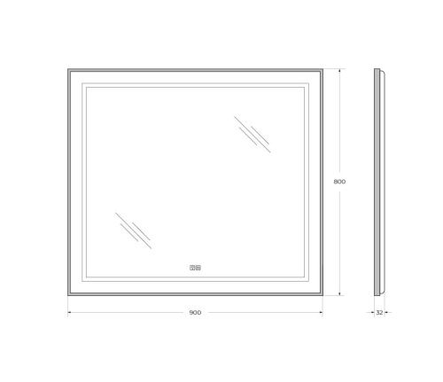 Зеркало с подсветкой BelBagno Kraft SPC-KRAFT-900-800-LED-TCH-WARM-NERO 90х80 подвесное - фото 5