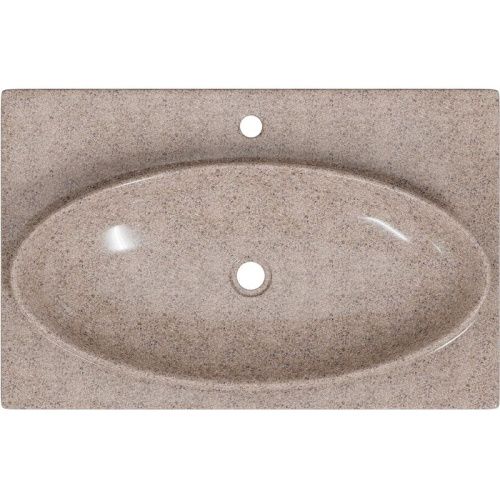 Раковина из искусственного камня СанТа 900142 70х50 подвесная цвет коричневый 1 отверстие под смеситель - фото 2