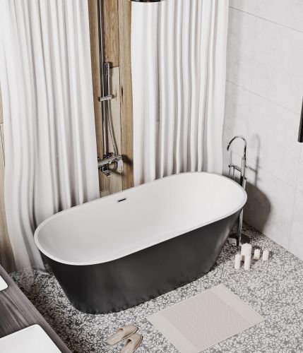 Ванна акриловая Grossman Forta GR-1503MB 170х75 отдельностоящая овальная с каркасом - фото 3