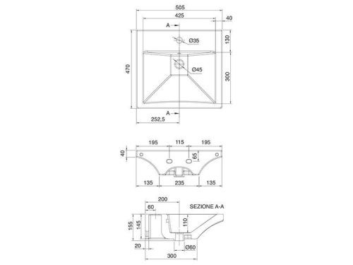Раковина из сантехнического фаянса Scarabeo Butterfly 4003 50х50 накладная цвет белый 1 отверстие под смеситель - фото 3