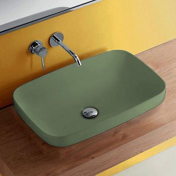 Раковина из сантехнического фарфора Kerasan Tribeca 514311 60х40 накладная цвет зеленый