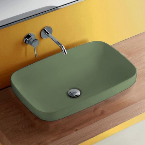 Раковина из сантехнического фарфора Kerasan Tribeca 514311 60х40 накладная цвет зеленый