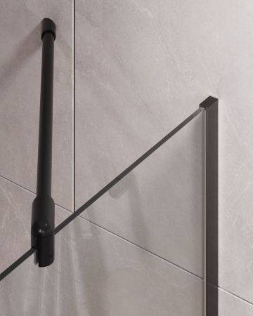 Душевая шторка на ванну Timo T24 70х140 стекло прозрачное профиль черный ориентация универсальная