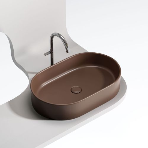 Раковина из сантехнического фарфора Ceramica Nova ELEMENT CN6048MDB 60х40 накладная цвет коричневый без отверстий под смеситель - фото 2