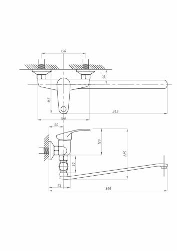 Смеситель для ванны и душа FAUZT FZs-614-125 настенный хром - фото 4
