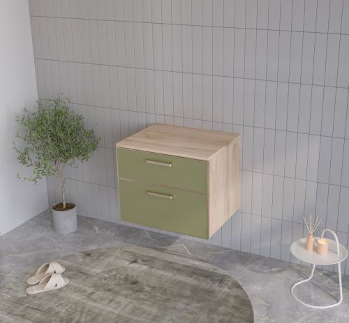 Тумба под раковину Orka Salerno 3008777 60х50 подвесная цвет зеленый/коричневый - фото 2