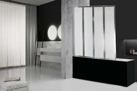 Душевая шторка на ванну Cerutti SPA BOUNA 130х140 стекло матовое профиль хром ориентация универсальная