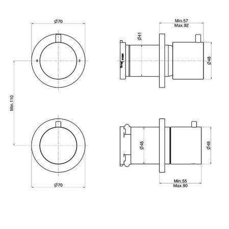 Внутренняя часть для душевого термостатического смесителя и дивертора с двумя выходами Fima Carlo Frattini F3090