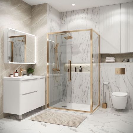 Душевой уголок Grossman Cosmo 120.K33.02.1010.32.00 100х100 стекло прозрачное профиль золото без поддона