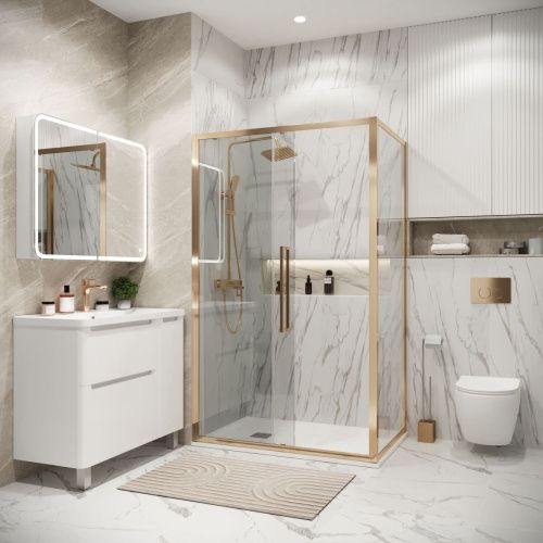 Душевой уголок Grossman Cosmo 120.K33.02.1390.32.00 130х90 стекло прозрачное профиль золото без поддона - фото 5