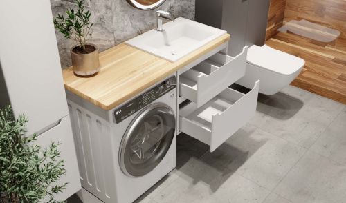 Столешница Jorno WOOD на стиральную машину Wood.06.122/LW 120х50 подвесная цвет коричневый - фото 4