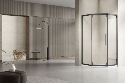 Душевой уголок Vincea Show VSP1-4SH100CLB 100х100 стекло прозрачное профиль черный без поддона - фото 2