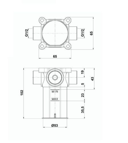 Внутренняя часть к смесителю с гигиеническим душем Oioli Universal OIPIMI25001B - фото 2