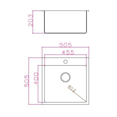 Кухонная мойка Grandex Aqua ELEGANCE 50 400331 50х50 цвет серый поверхность матовая