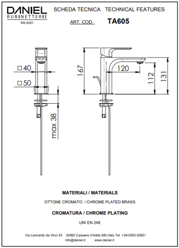 Смеситель Daniel Tiara TA605-63 на раковину бронза - фото 2