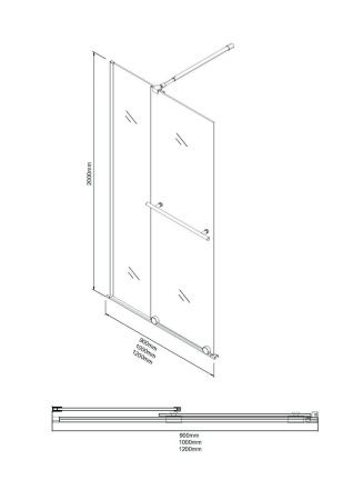 Душевая перегородка Niagara Nova NG-671-90BLACK 90х200 стекло прозрачное профиль черный