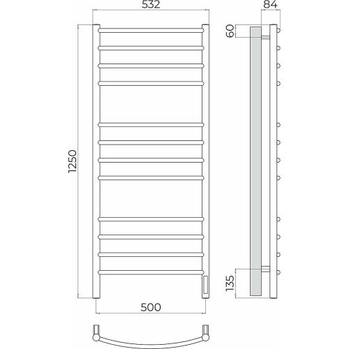 Полотенцесушитель электрический Terminus 4670078544476 55х125 хром - фото 3