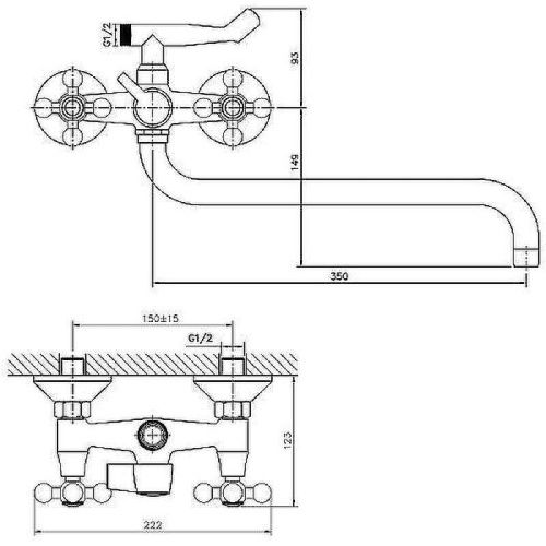 Смеситель для ванны и душа Haiba HB19 HB2619-2 настенный хром - фото 3