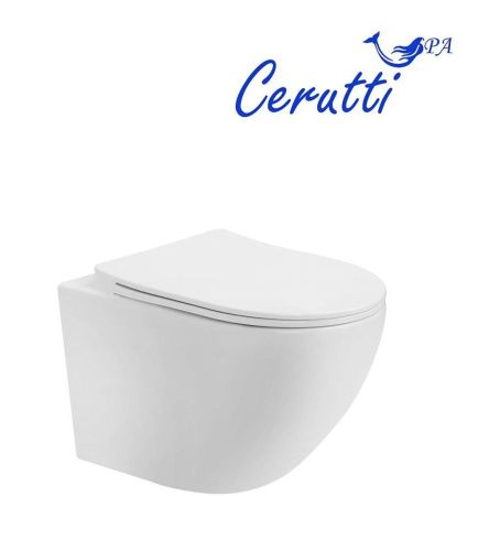 Унитаз подвесной Cerutti SPA CT10571 белый с сиденьем микролифт безободковый каскадный смыв - фото 5