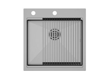 Кухонная мойка Paulmark PM705151-BS+R405-BS 50х50 цвет нержавеющая сталь поверхность матовая